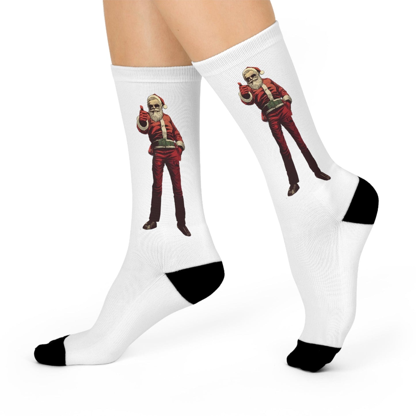 Santa Thumbs Up Mirrored Cushioned Crew Socks