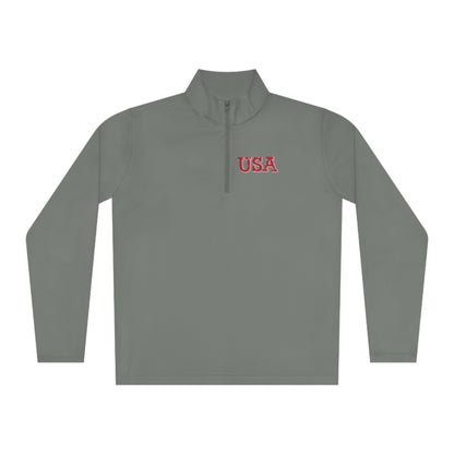 USA Quarter-Zip Pullover American Flag on Back