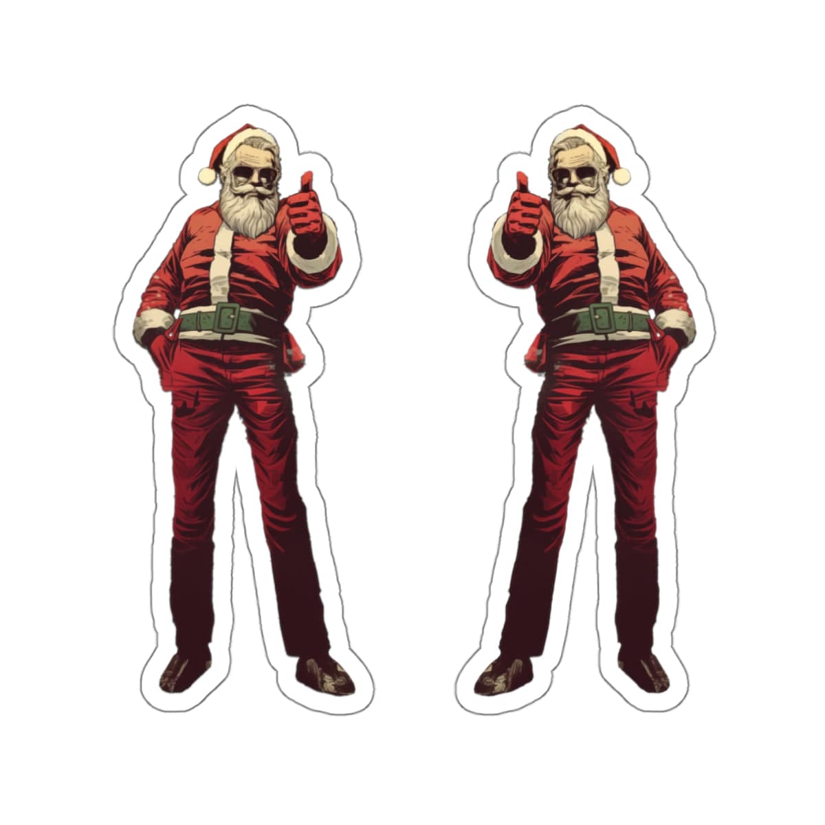 Santa Thumbs Up Mirrored Die-Cut Stickers