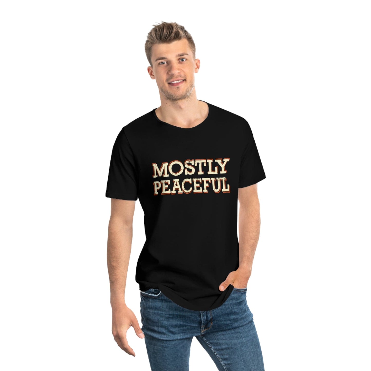 Mostly Peaceful Curved Hem Tee