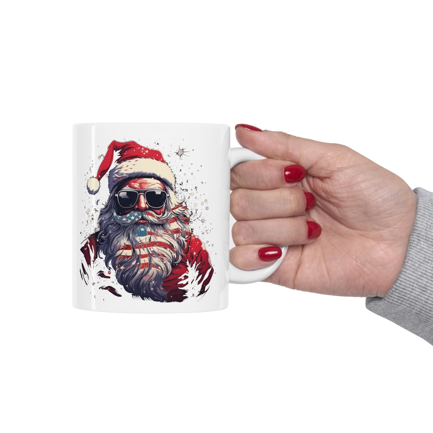 Patriotic Santa Ceramic Mug 11oz