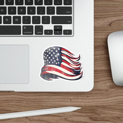 USA American Flag Distressed Vinyl-Cut Stickers - 4 Sizes