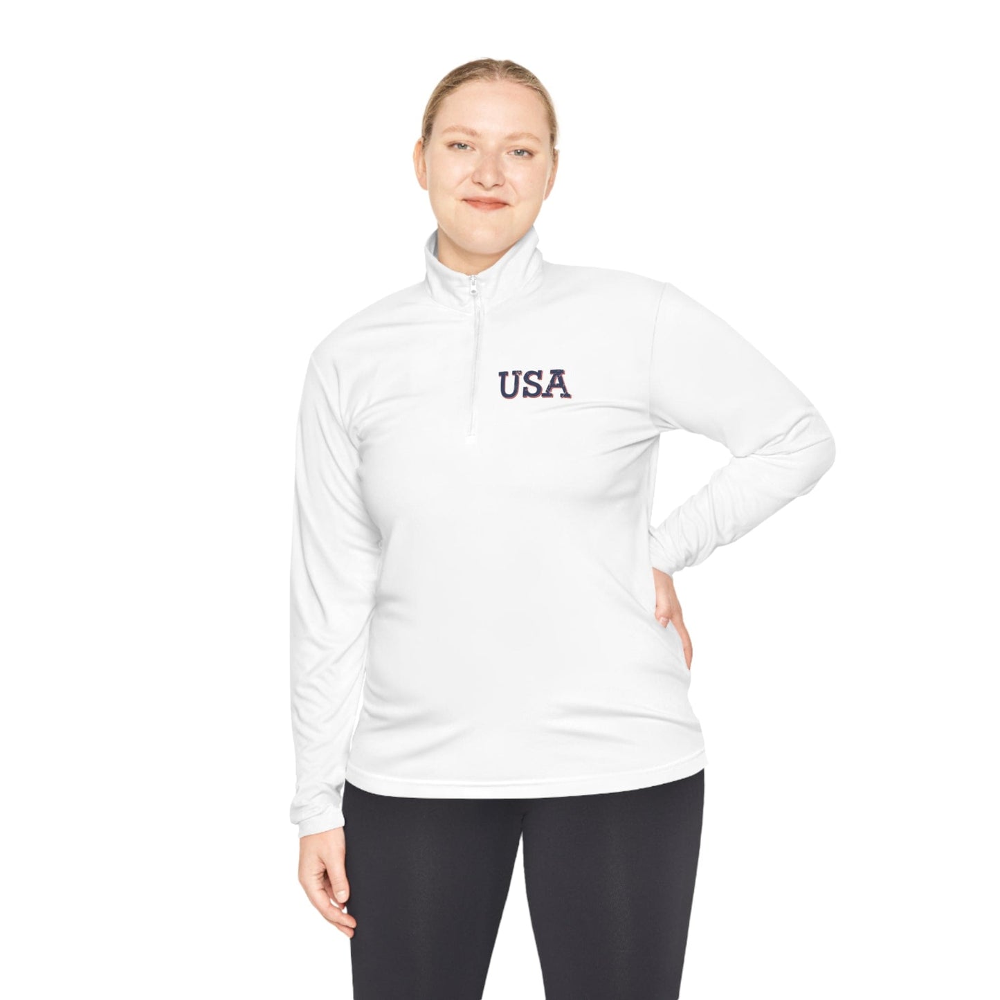 USA Quarter-Zip Pullover American Flag on Back