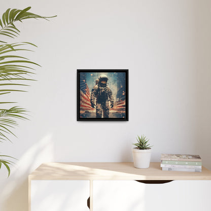 Astronaut in the City Matte Canvas Black Frame