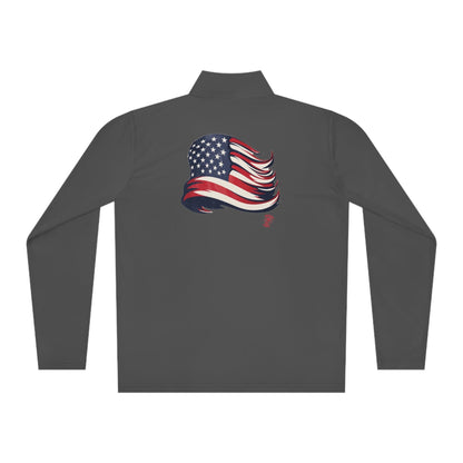 USA Quarter-Zip Pullover American Flag on Back