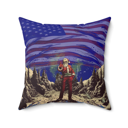 Santa Thumbs Up Spun Polyester Square Pillow