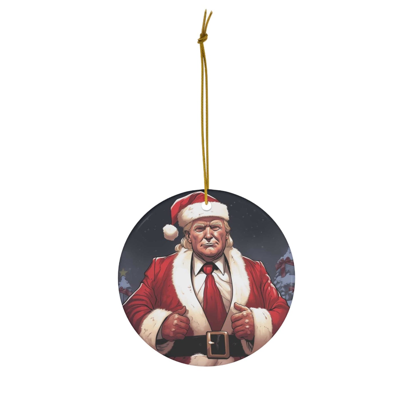 Santa Trump Ceramic Ornament, 2 Shapes