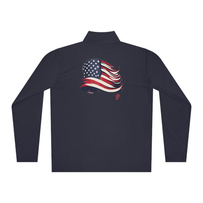 USA Quarter-Zip Pullover American Flag on Back