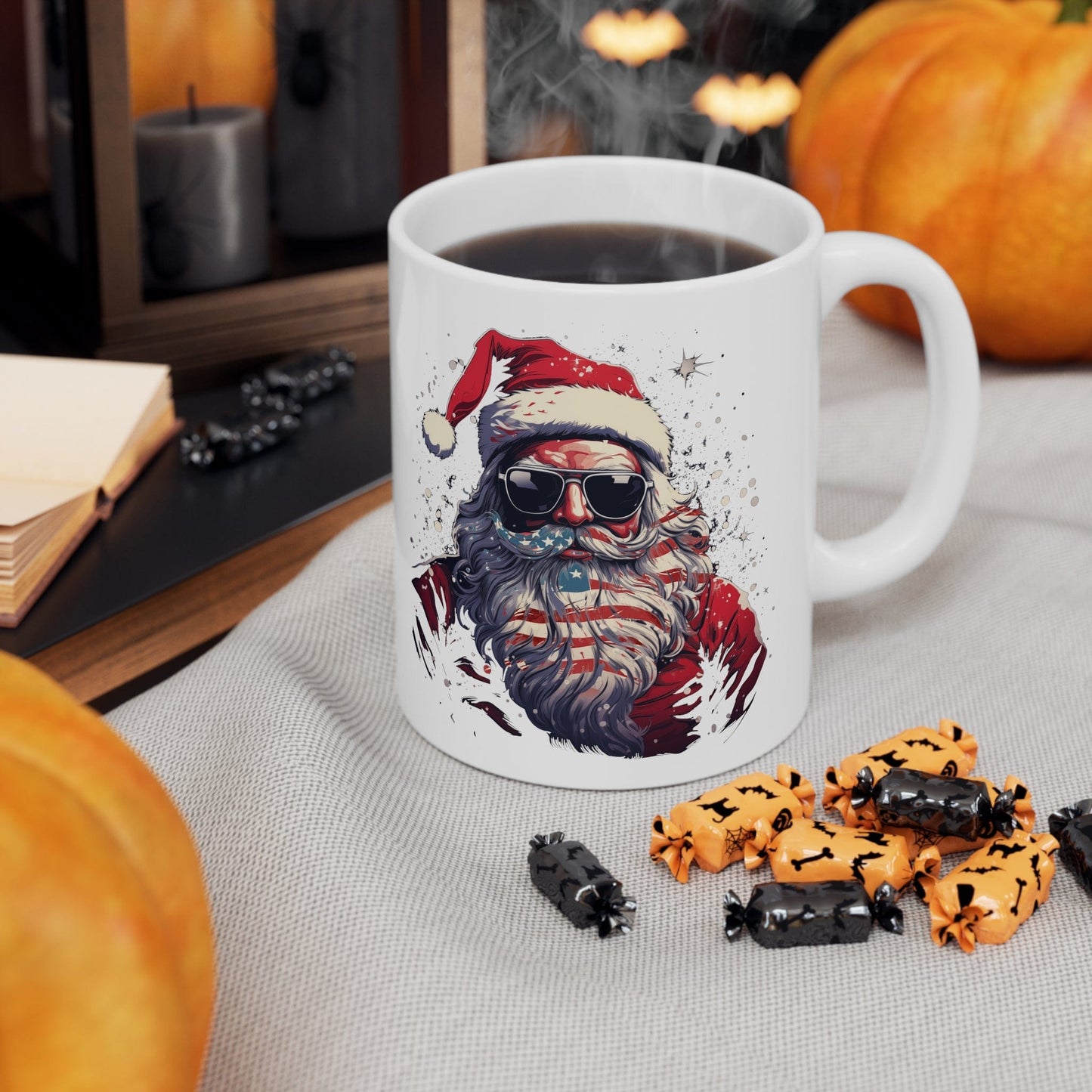 Patriotic Santa Ceramic Mug 11oz