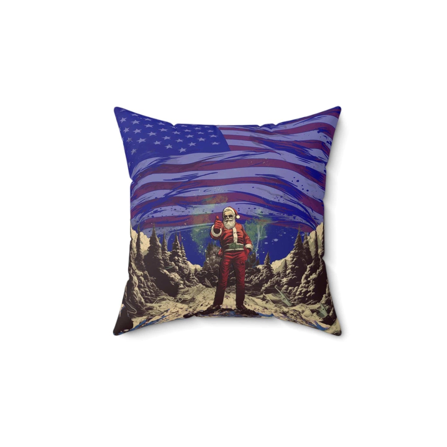 Santa Thumbs Up Spun Polyester Square Pillow