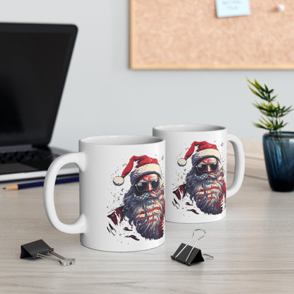 Patriotic Santa Ceramic Mug 11oz