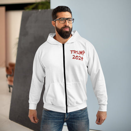 Trump 2024 Unleashed Monochrome Full-Zip Hoodie - LIMITED EDITION