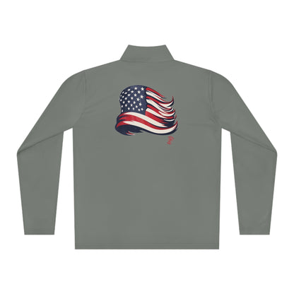 USA Quarter-Zip Pullover American Flag on Back