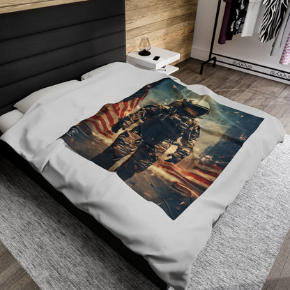 Astronaut in the City Velveteen Plush Blanket