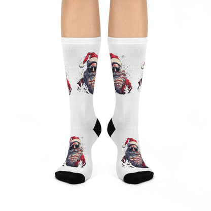 Patriotic Santa Cushioned Crew Socks