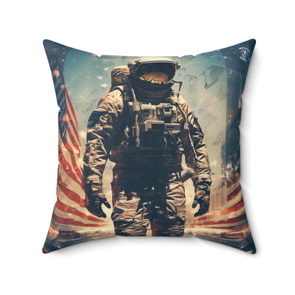 Astronaut in the City - Spun Polyester Square Pillow