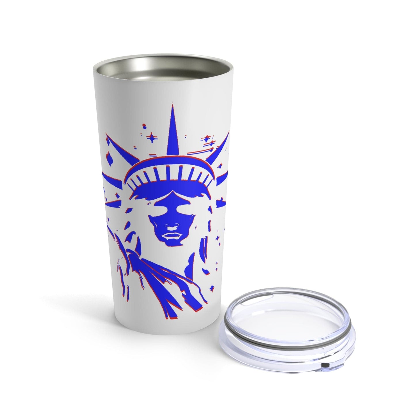 Lady Liberty Logo Blue Red layered on White 20oz Tumbler