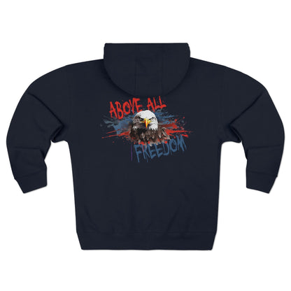 Freedom Above All Unisex Premium Full Zip Hoodie