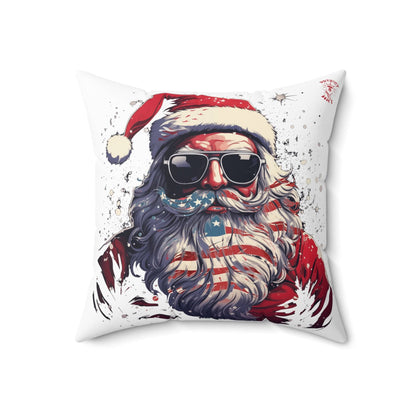 Patriotic Santa Spun Polyester Square Pillow