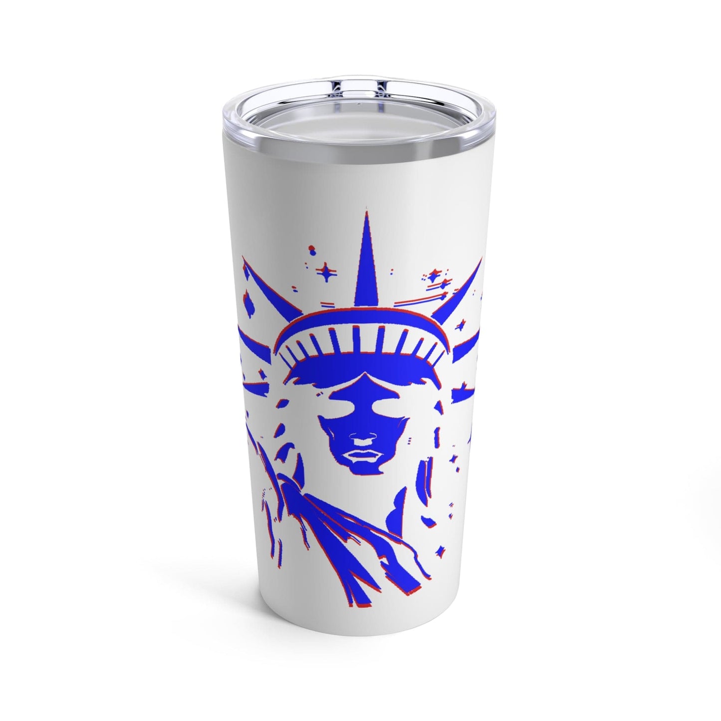 Lady Liberty Logo Blue Red layered on White 20oz Tumbler