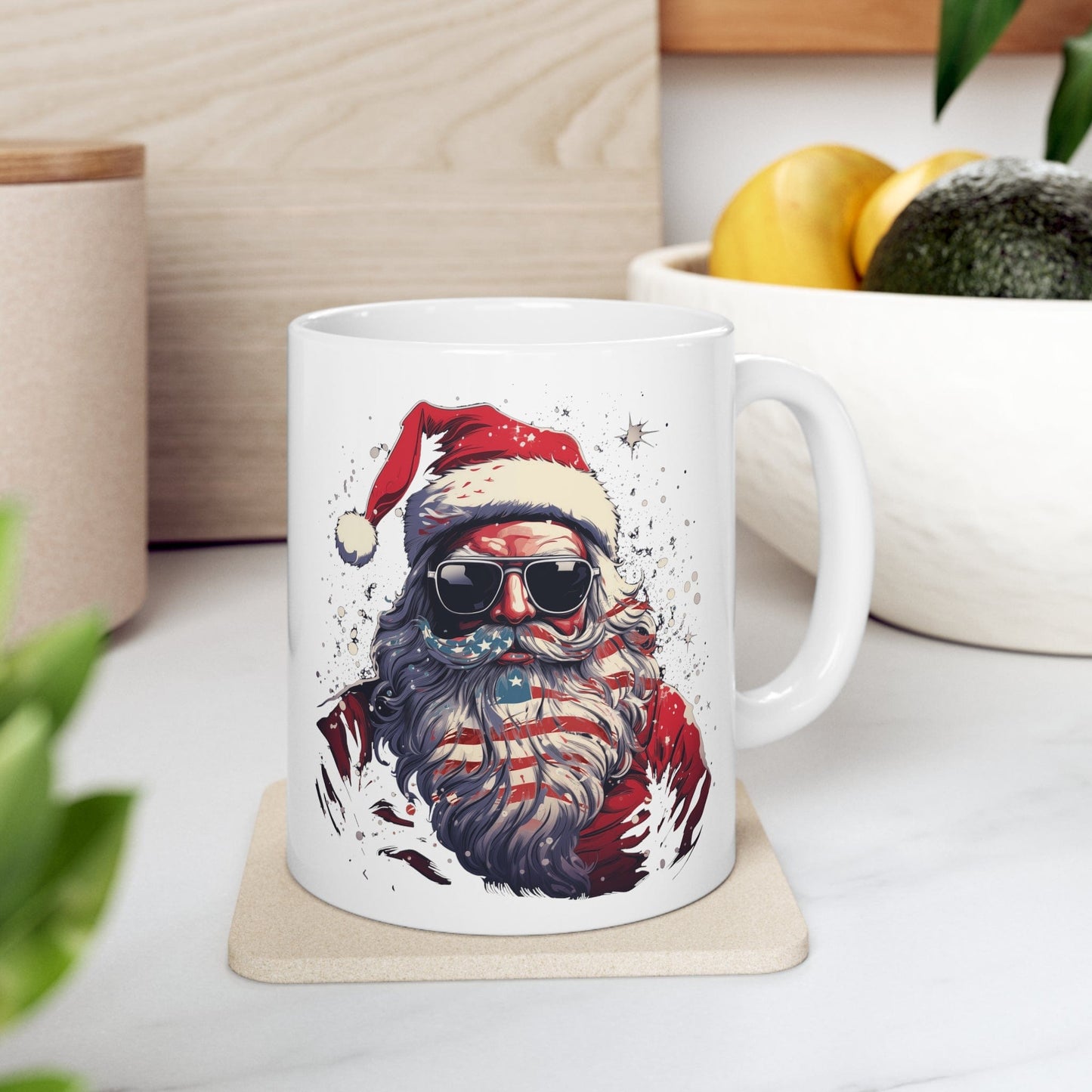 Patriotic Santa Ceramic Mug 11oz