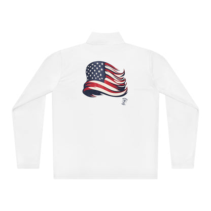 USA Quarter-Zip Pullover American Flag on Back