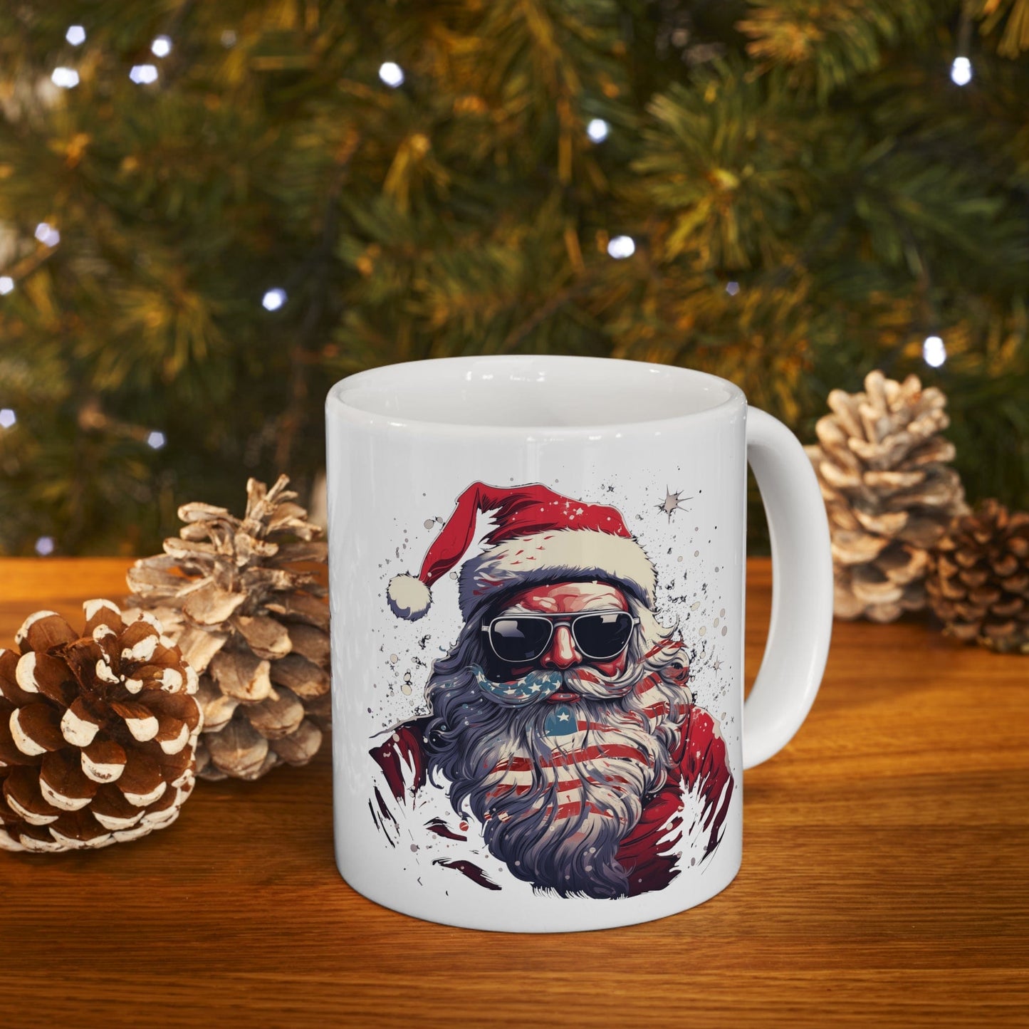 Patriotic Santa Ceramic Mug 11oz