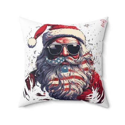 Patriotic Santa Spun Polyester Square Pillow