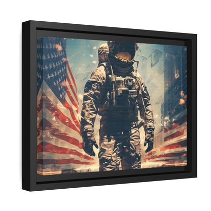 Astronaut in the City Matte Canvas Black Frame