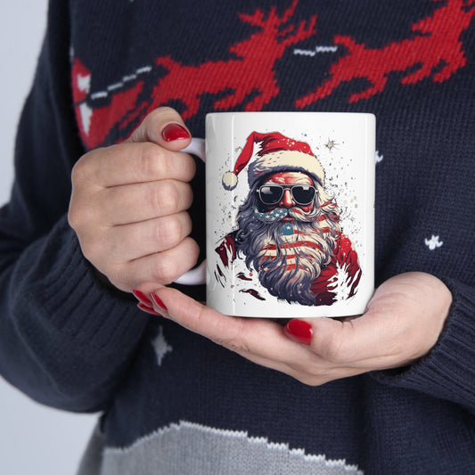 Patriotic Santa Ceramic Mug 11oz