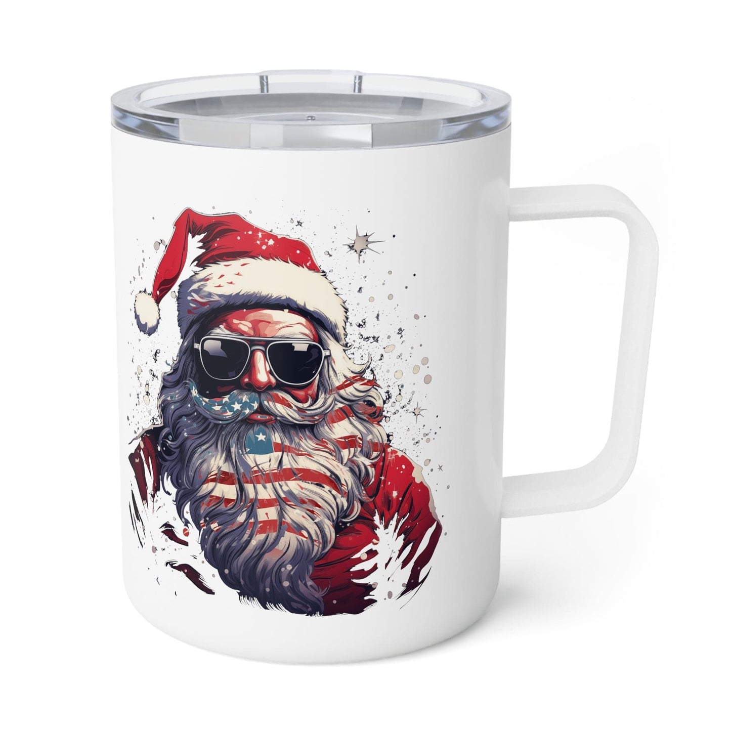 Patriotic Santa Insulated Coffee Mug, 10oz