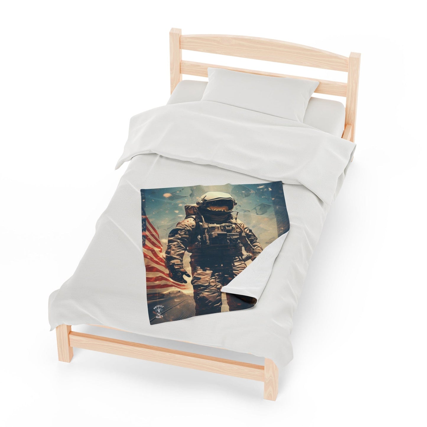 Astronaut in the City Velveteen Plush Blanket